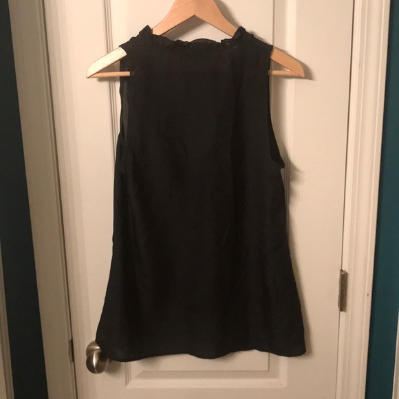 Black sleeveless blouse with with ruffle detail - Picture 3 of 3